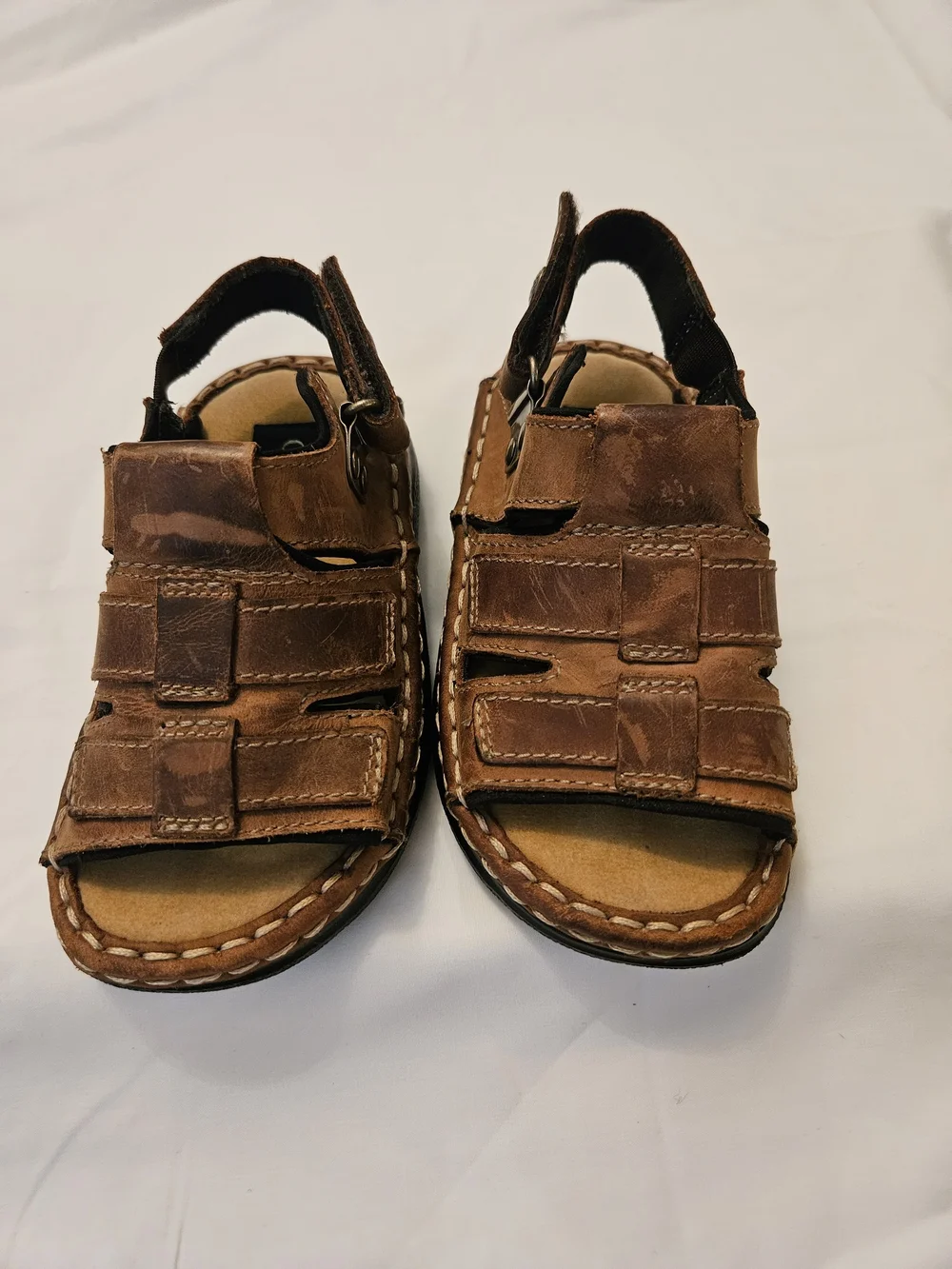 2000s Osh Kosh Toddler Brown Leather Fisherman Sandals - Adjustable Straps 9